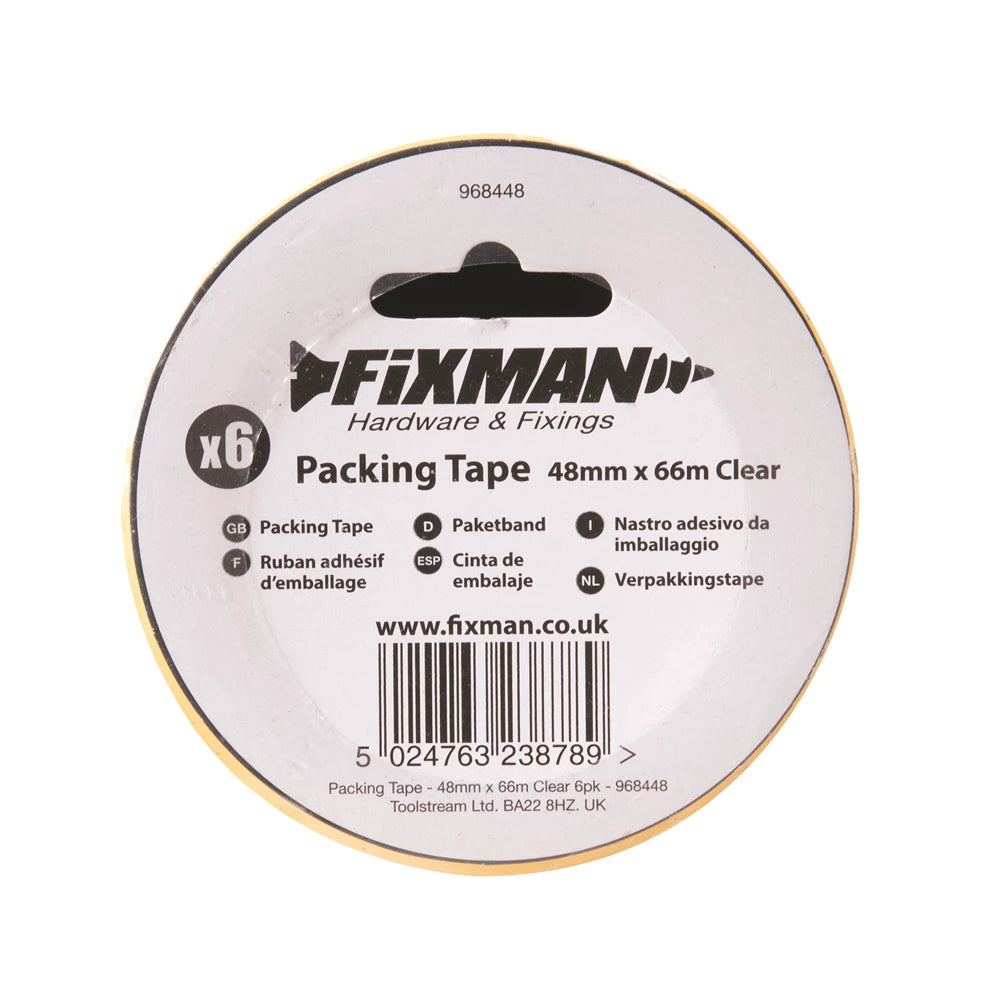 Fixman Packing Tape - Clear 6pk