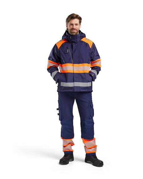 Blaklader Shell Jacket Hi-Vis 4420 #colour_navy-blue-orange