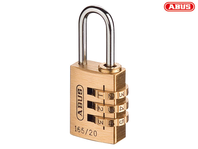 ABUS Mechanical 165/20 20mm Solid Brass Body Combination Padlock (3-Digit) Carded