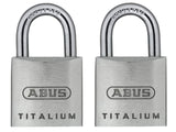 ABUS Mechanical 64TI/20mm TITALIUM Padlock Carded Twin Pack