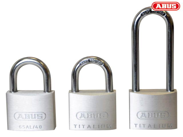 ABUS Mechanical 64TI/40mm TITALIUM Padlock Triple Pack (1 Long Shackle)