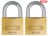 ABUS Mechanical 65/50mm Brass Padlock Twin Pack Carded