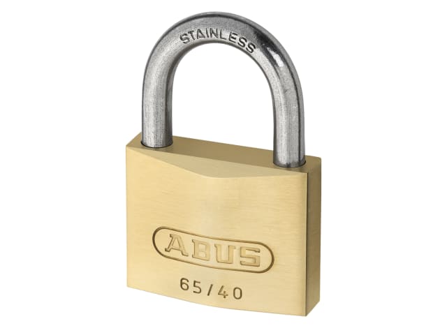 ABUS Mechanical 65IB/40mm Brass Padlock Stainless Steel Shackle Twin Pack