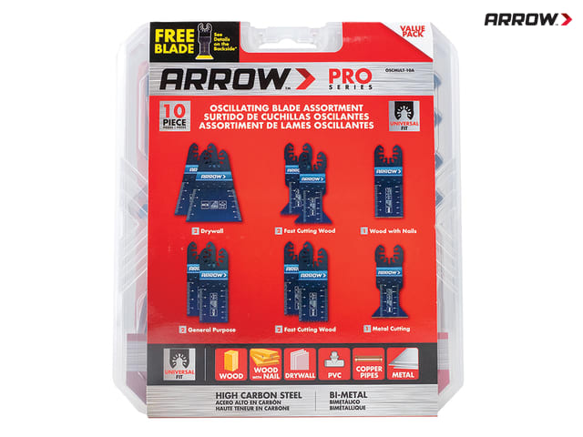 Arrow Oscillating Multi-Tool Blade Assortment Set, 10 Piece