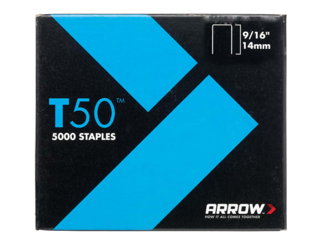 Arrow T50 Staples 14mm (9/16in) (Pack 5000, 4 x 1250)