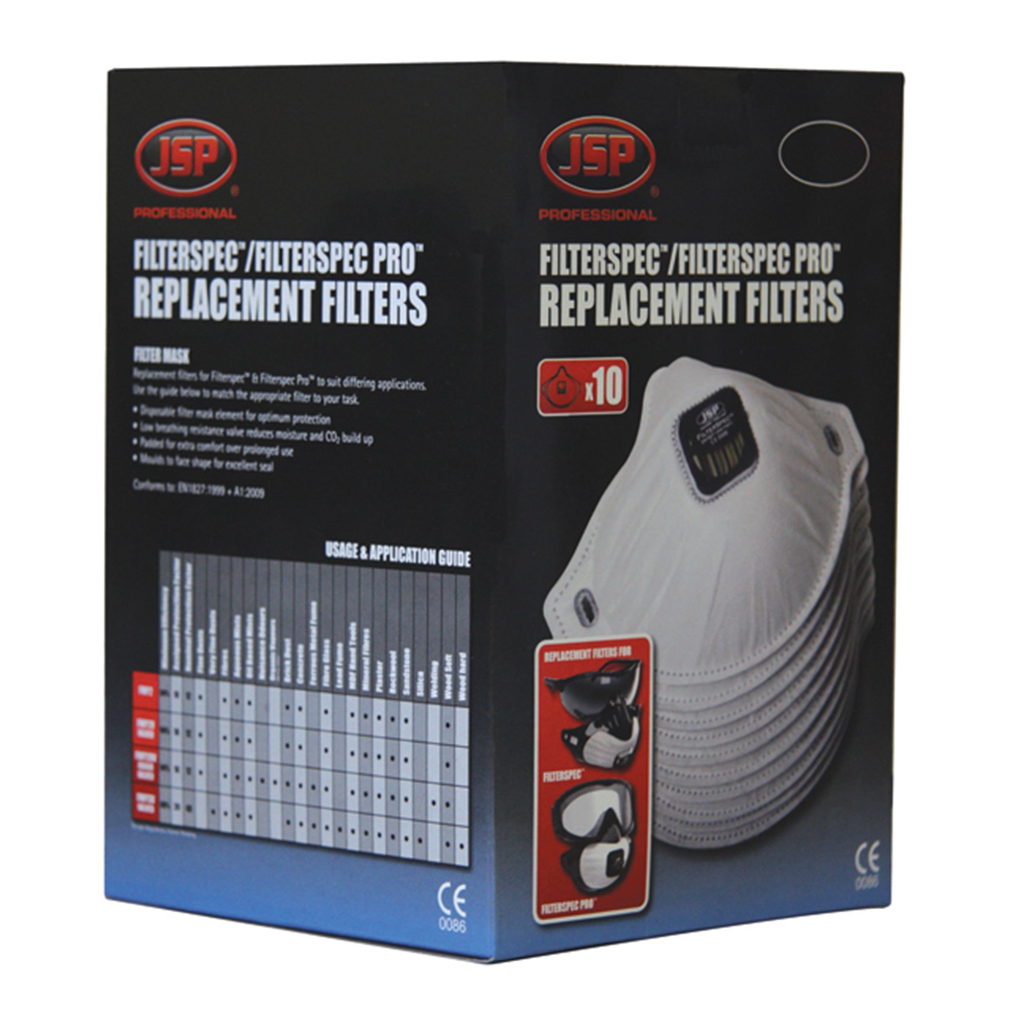 JSP Filterspec Replacement FFP2V Filters - Pack of 10