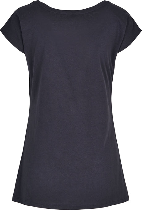 Build Your Brand Basic Women's Wide Neck Tee - Navy