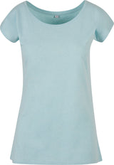 Build Your Brand Basic Women's Wide Neck Tee - Ocean Blue