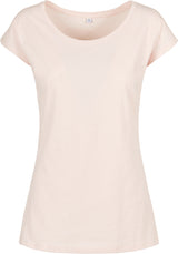 Build Your Brand Basic Women's Wide Neck Tee - Pink