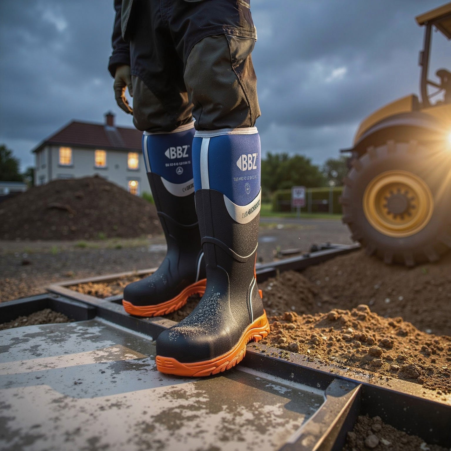 BBZ6000 NM Safety Wellington Boot - Blue HI Vis Orange