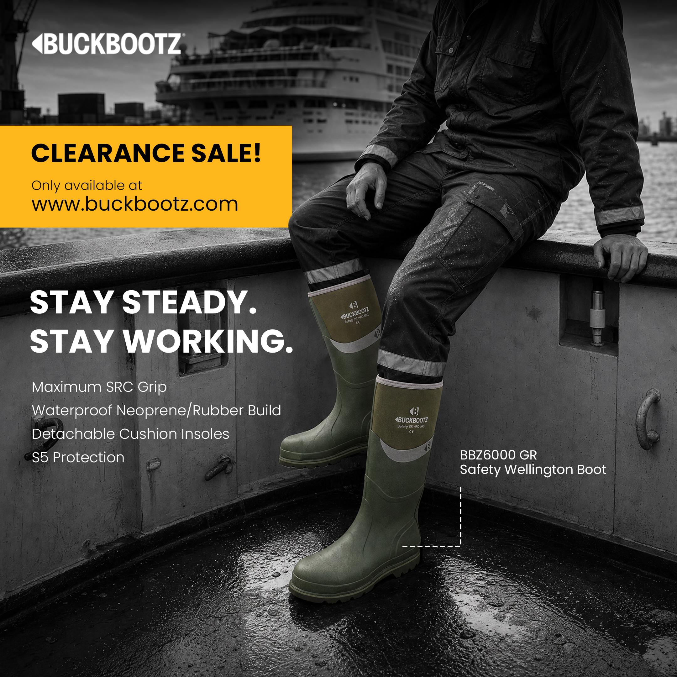 BBZ6000 Safety Wellington Boot - Green