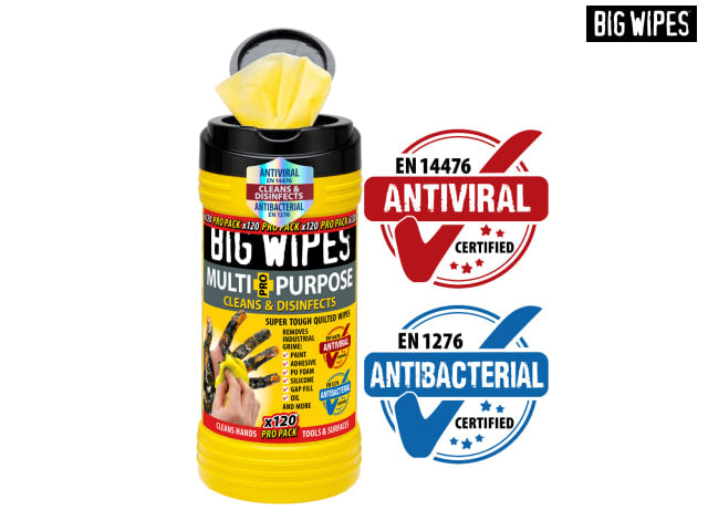 Big Wipes Multi-Purpose Pro+ Antiviral Wipes (Pro Pack Tub 120)