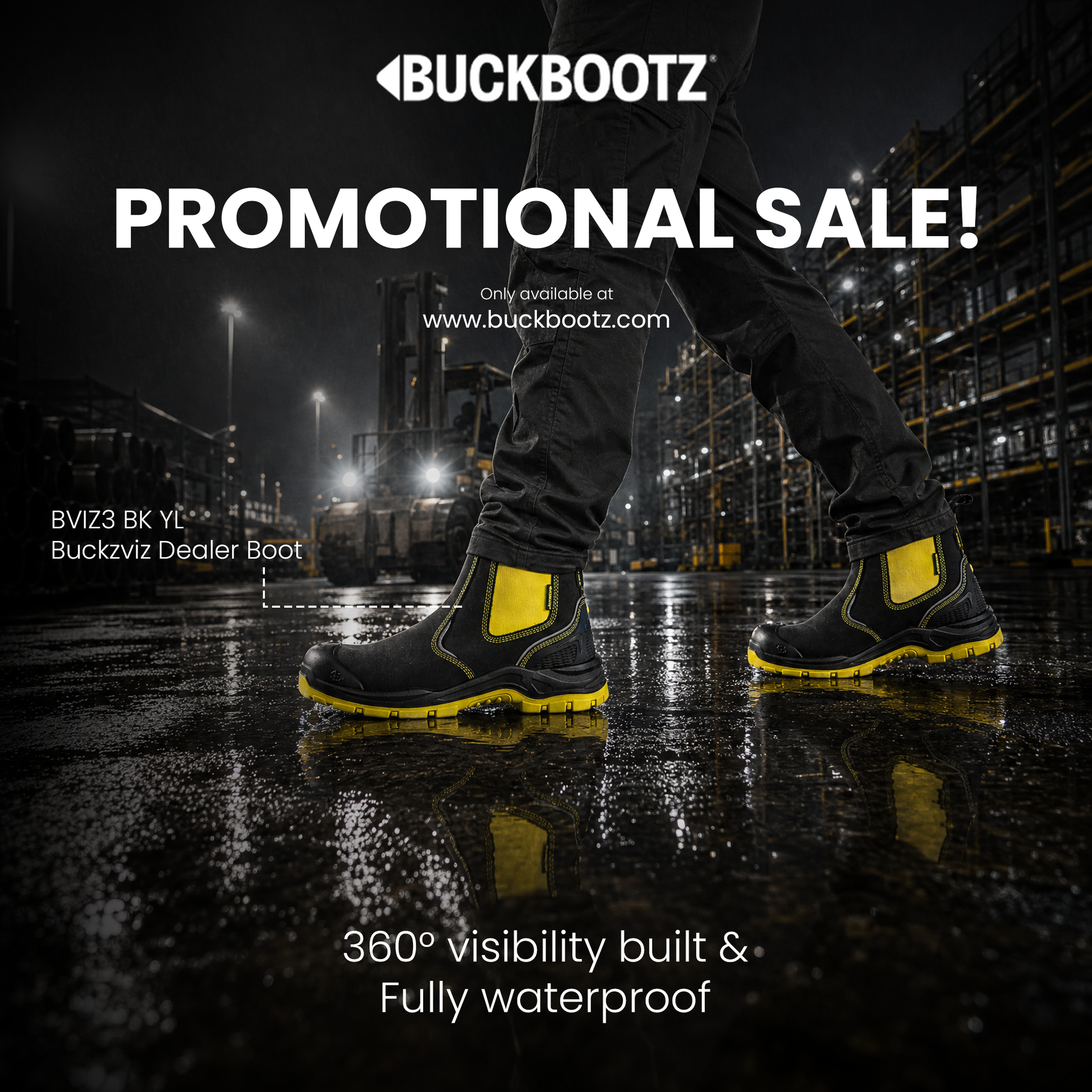 BVIZ3 Buckzviz Dealer Boot - Black HI Vis Yellow