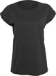 Build Your Brand Women's Extended Shoulder Tee - Black