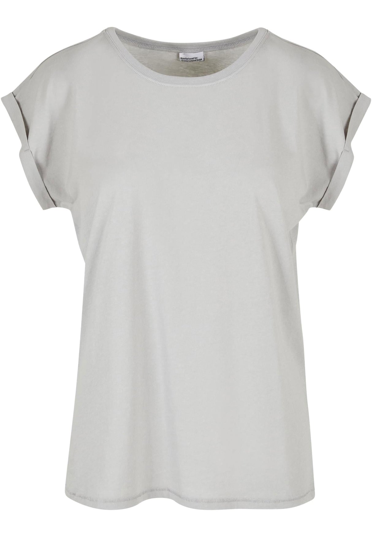 Build Your Brand Women's Extended Shoulder Tee - Light Asphalt