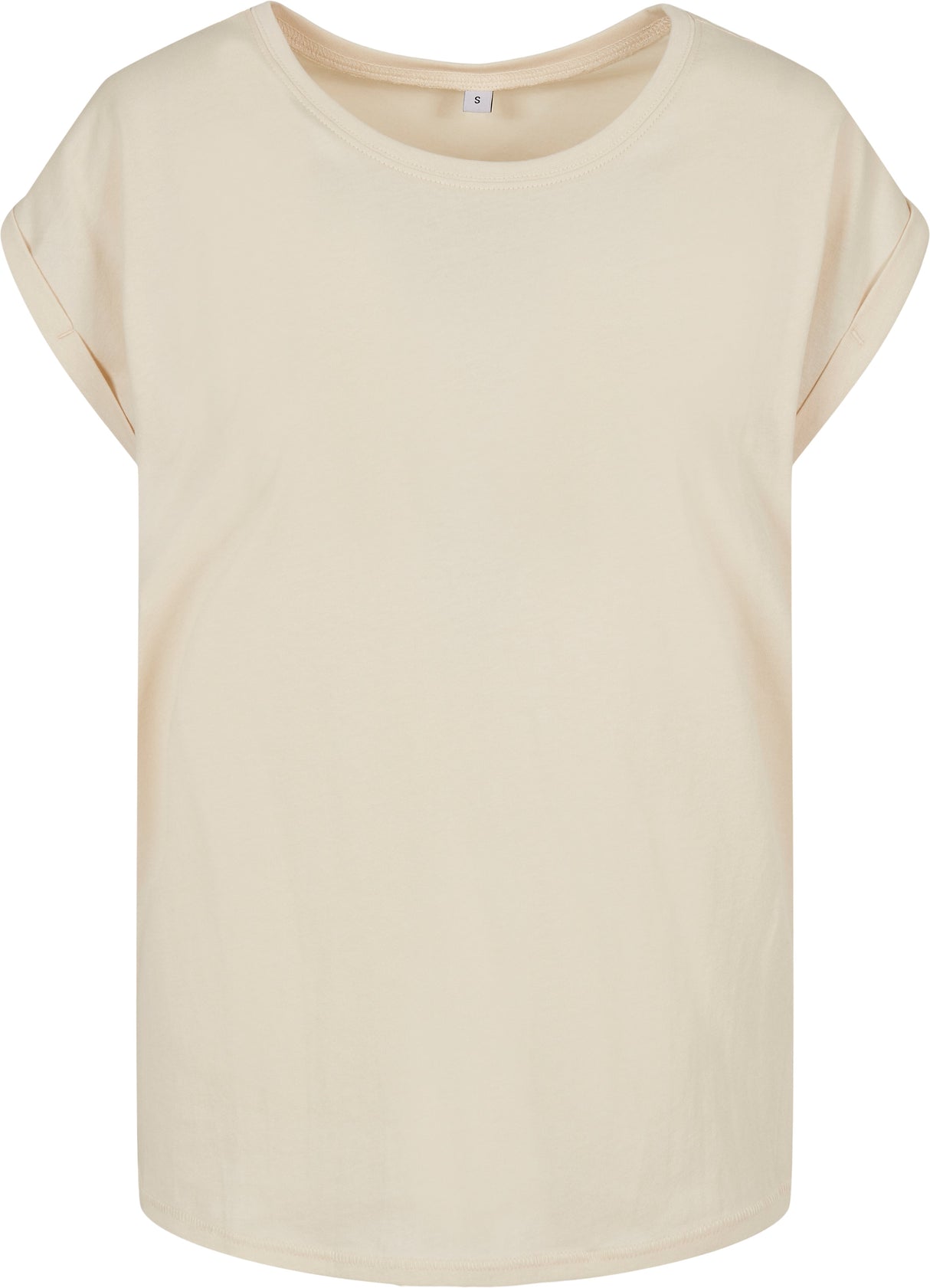 Build Your Brand Women's Extended Shoulder Tee - White Sand