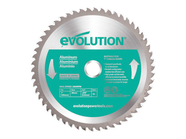 Evolution Aluminium Cutting Circular Saw Blade 180 x 20mm x 54T