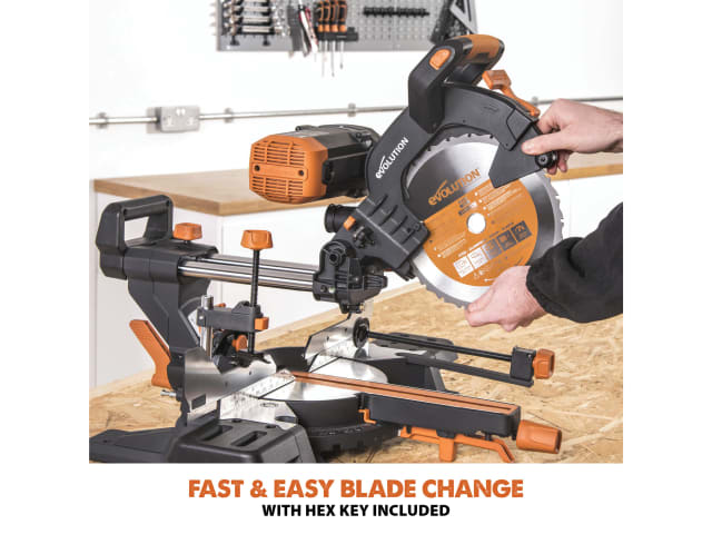 Evolution R255SMS-DB+ Multi-Material Sliding Mitre Saw 255mm 1600W 110V