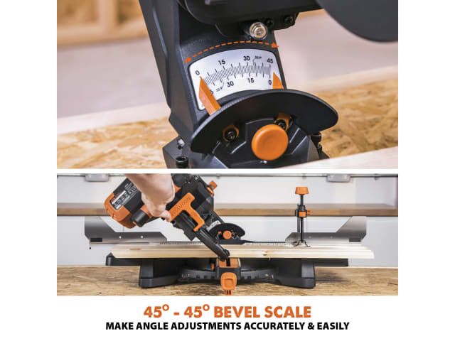 Evolution R255SMS-DB+ Multi-Material Sliding Mitre Saw 255mm 2000W 240V