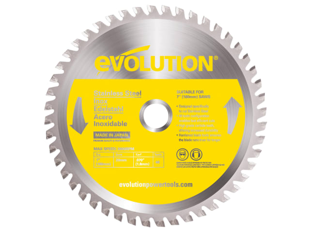 Evolution Stainless Steel Cutting Circular Saw Blade 180 x 20mm x 48T