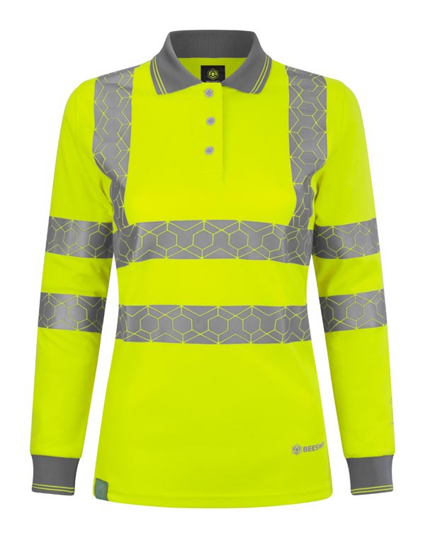 Beeswift Ewear Recyclable Womens Hi Vis L/S Polo Shirt