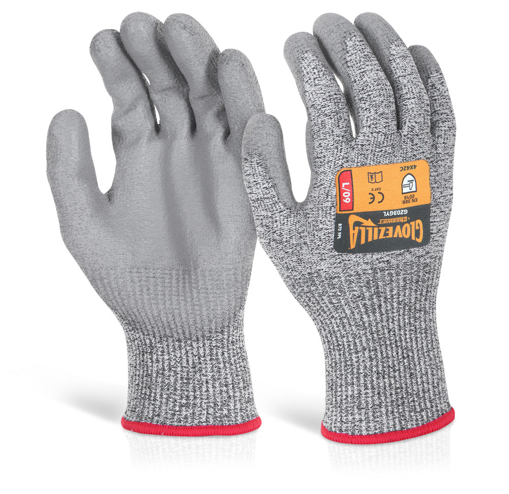 Beeswift Glovezilla Pu Palm Coated Glove Grey