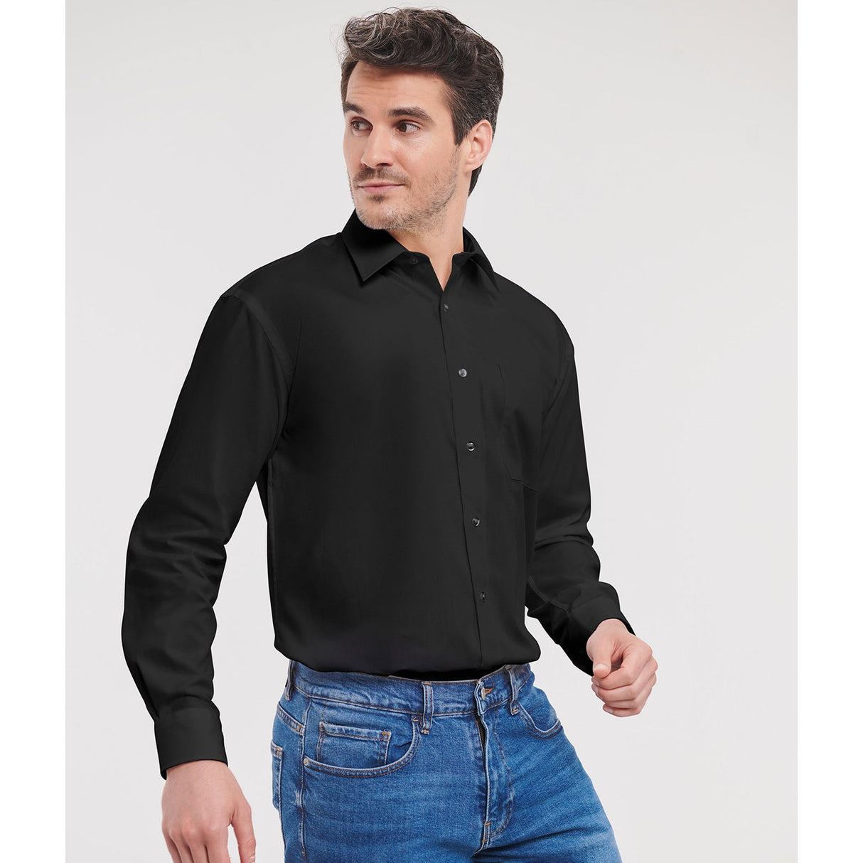 Russell Collection Long Sleeve Pure Cotton Easycare Poplin Shirt