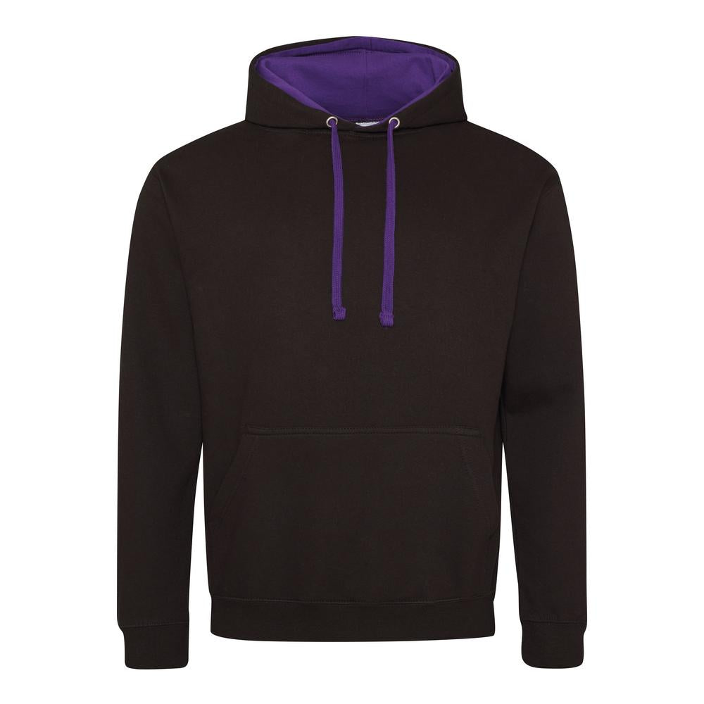 Awdis Just Hoods Varsity Hoodie - Jet Black/Purple