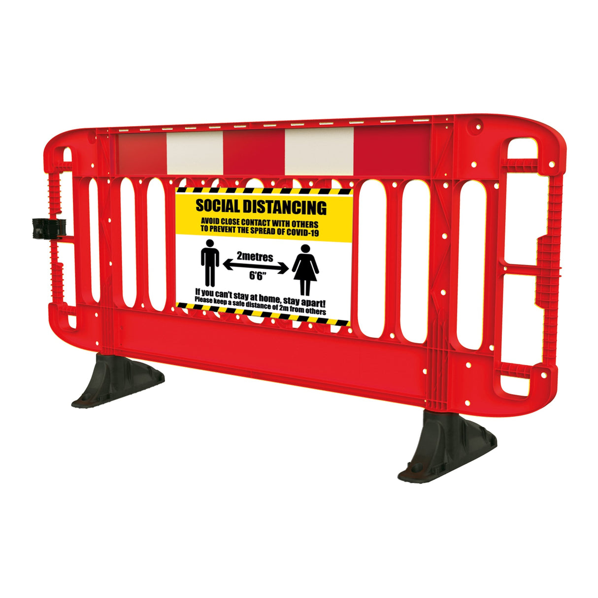 JSP Titan 2m Injection Moulded Road Traffic Barrier with Black Anti-Trip Feet