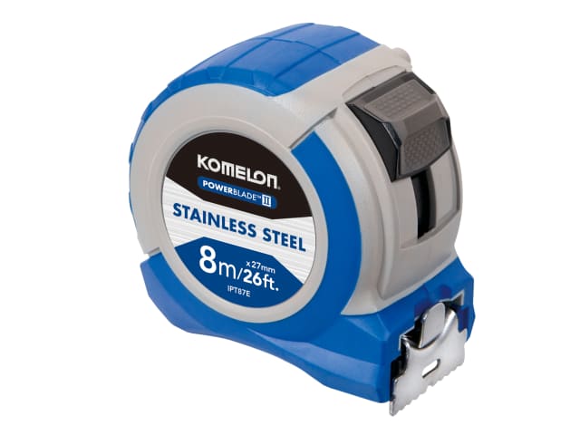 Komelon Stainless Steel PowerBlade Pocket Tape 8m/26ft (Width 27mm)