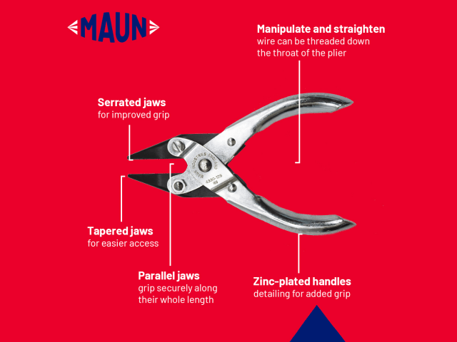 Maun Snipe Nose Parallel Pliers, Serrated Jaws 125mm