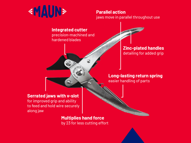 Maun Side Cutter Parallel Pliers with Return Spring 160mm