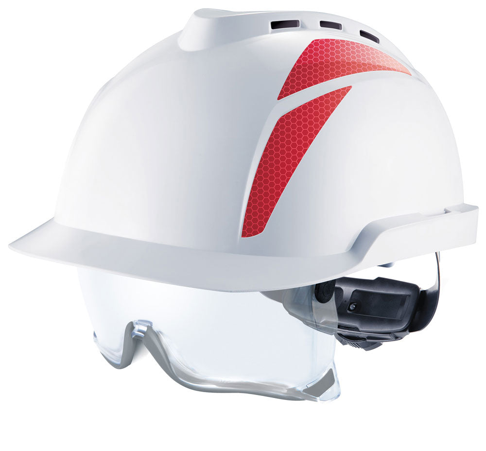 Beeswift V-Gard 930 Vented Safety Helmet With Integrated Eye Protection