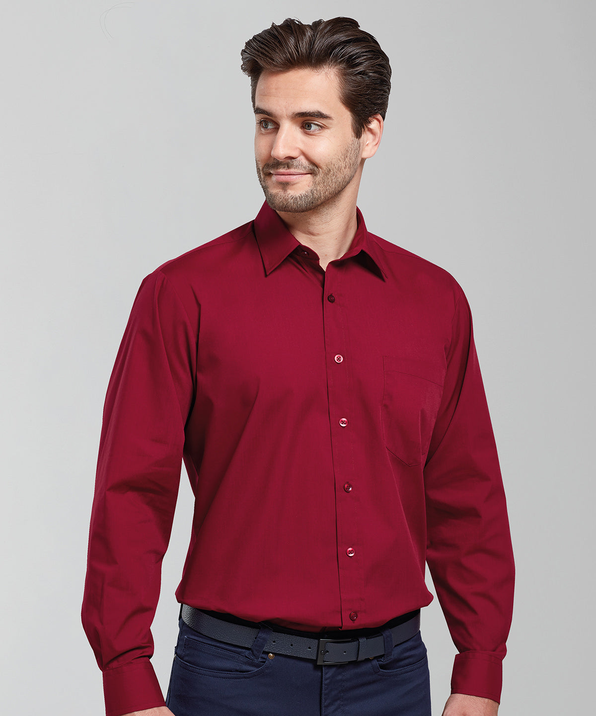 Premier Long Sleeve Poplin Shirt - Aubergine