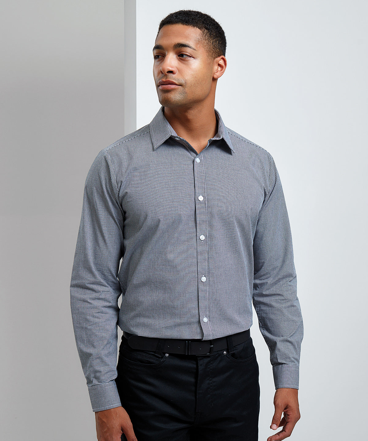 Premier Microcheck (Gingham) Long Sleeve Cotton Shirt