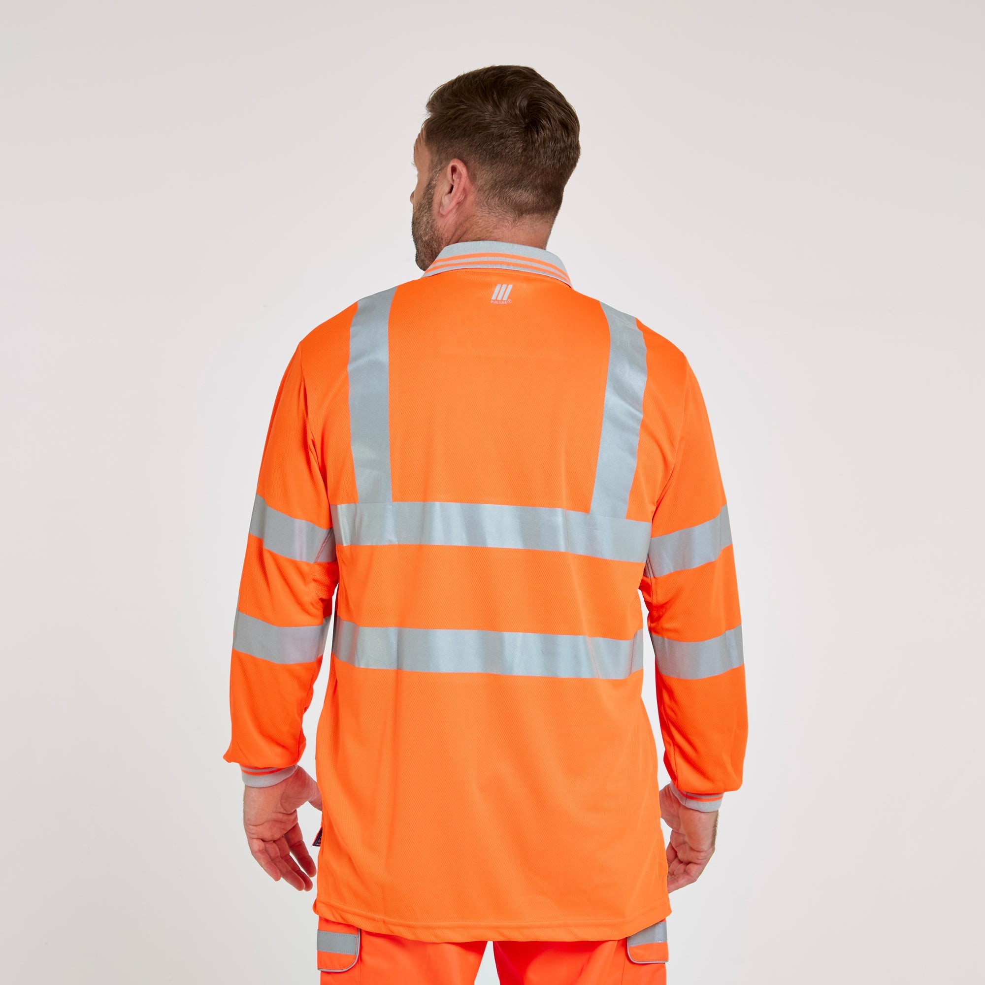 Pulsar Long Sleeve Polo Shirt Orange - Recycled Content