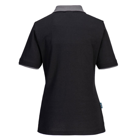 Portwest PW2 Cotton Comfort Women's Polo Shirt S/S #colour_black-zoom-grey