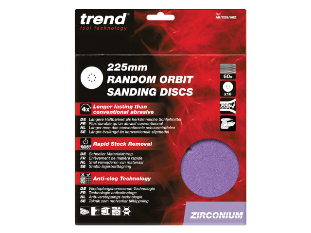 Trend Zirconium Orbital Sanding Disc 225mm x 60G (Pack 10)