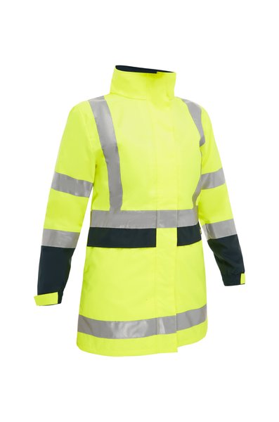 Bisley Womens Taped Hi-Vis Rain Shell Jacket #colour_yellow-navy