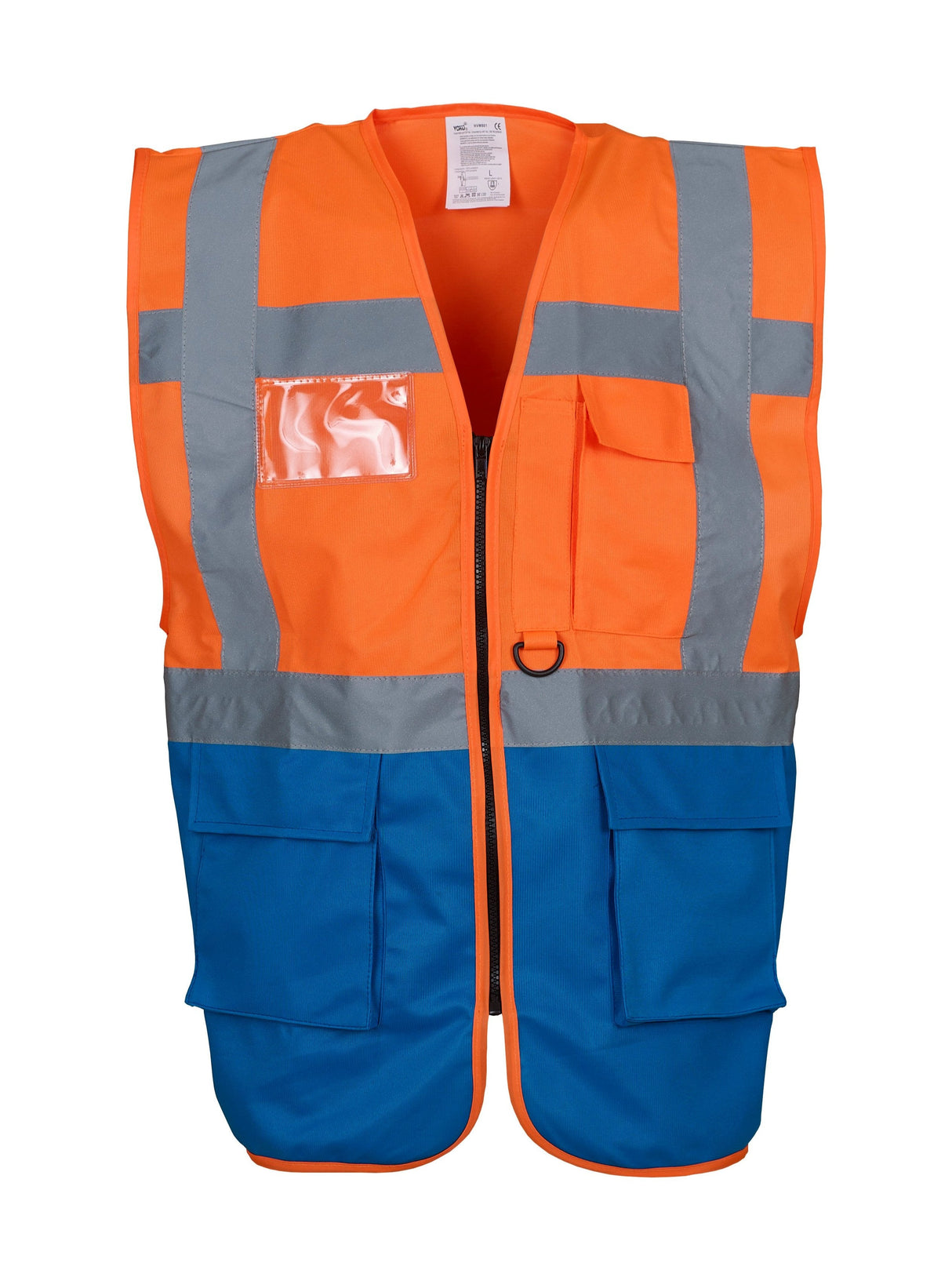 Yoko Multifunctional Executive Hi-Vis Waistcoat - Orange/Royal Blue