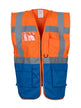 Yoko Multifunctional Executive Hi-Vis Waistcoat - Orange/Royal Blue