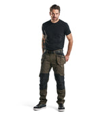 Blaklader Service Trousers with Stretch And Nail Pockets 1496 #colour_dark-olive-green-black