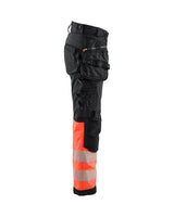 Blaklader Softshell Hi-Vis Trousers Women 7114 #colour_black-red-hi-vis