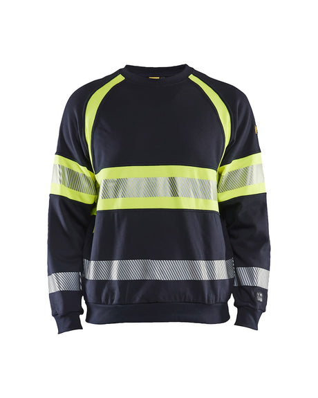 Blaklader Multinorm Sweatshirt 3459 #colour_navy-blue-hi-vis-yellow