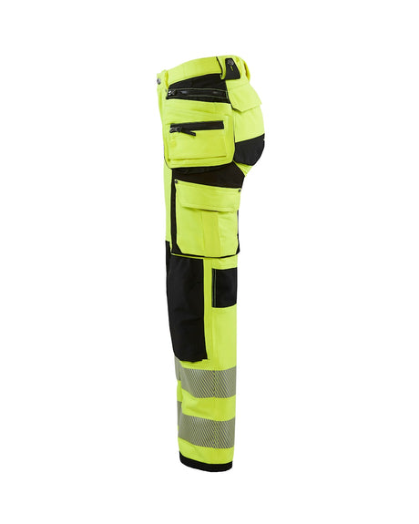 Blaklader Women's 4-Way-Stretch Hi-Vis Trousers 7197 #colour_hi-vis-yellow-black