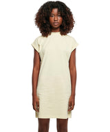 Build Your Brand Women's Turtle Extended Shoulder Dress - Soft Yellow