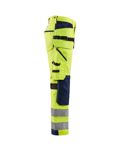 Blaklader Ventilated Hi-Vis Trousers 1565 #colour_hi-vis-yellow-navy-blue