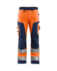 Blaklader Women's Hi-Vis Trousers without Nail Pockets 7155 #colour_orange-navy-blue