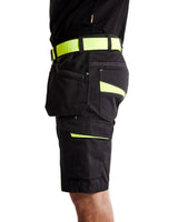 Blaklader Service Shorts with Nailpockets 1494 #colour_black-hi-vis-yellow