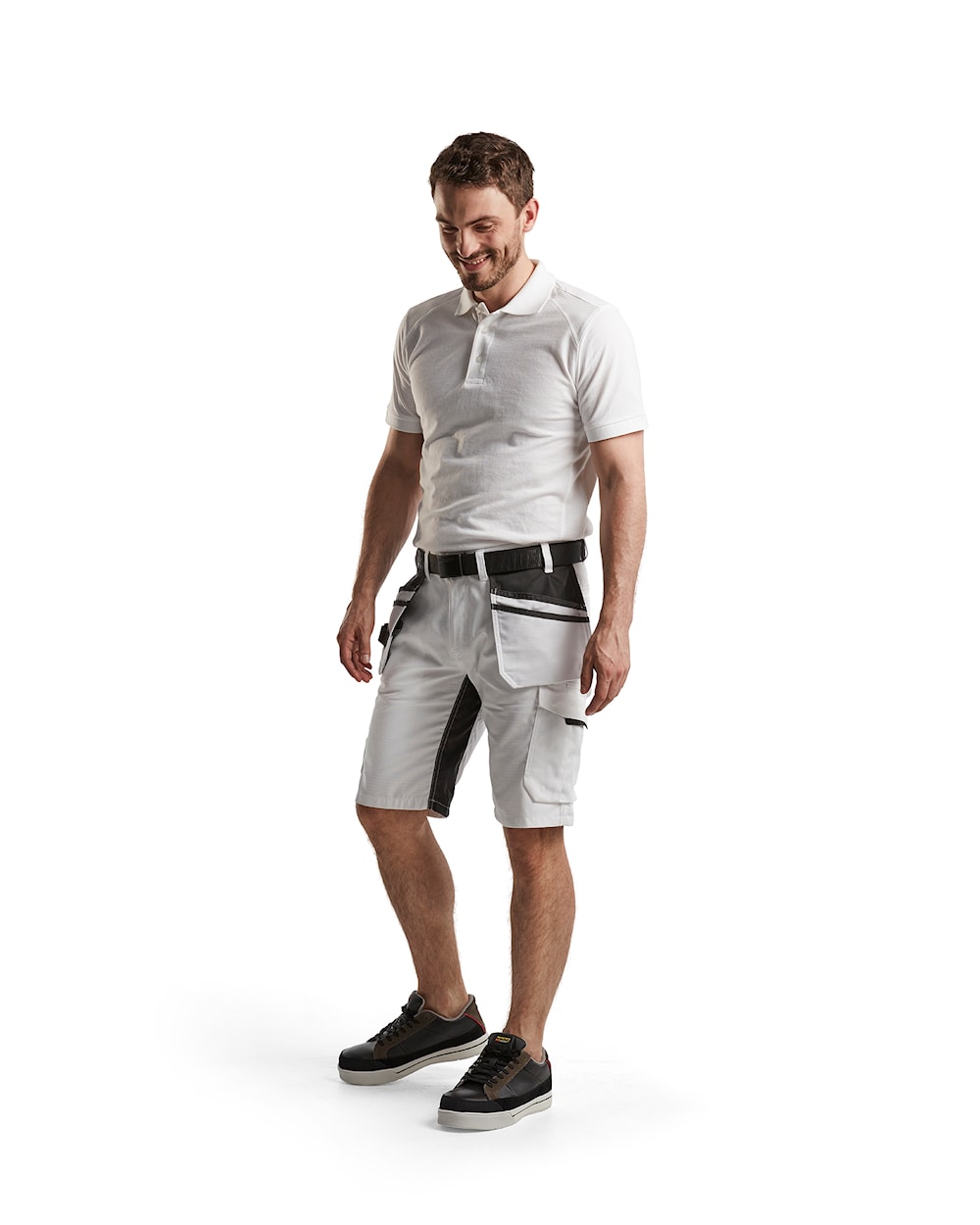 Blaklader Painters Shorts with Stretch 1099 #colour_white-dark-grey